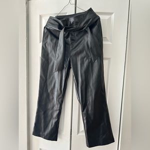 Faux Leather Paperbag Waist Pants